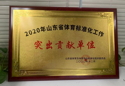 恭喜好博体育荣获山东省体育及体育用品标准化技术委员会授予“突出贡献单位”荣誉称号